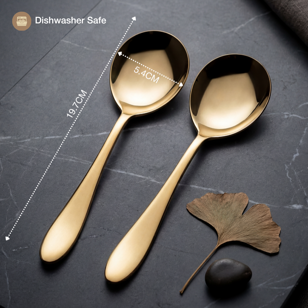 Black Carrot Stainless Steel 304 Food Grade Gold Finish Serving Spoon set of 2 BlackCarrot