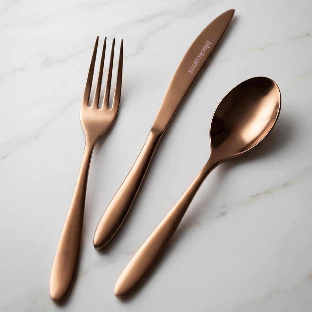 Black Carrot 304 Food Grade Stainless Steel Rose Gold Finish Cutlery Set of 3 BlackCarrot
