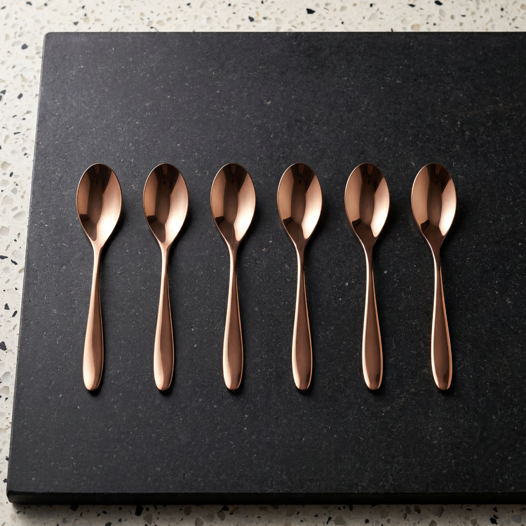 BlackCarrot 304 Food Grade Stainless Steel Rose Gold Finish Spoon Set of 6