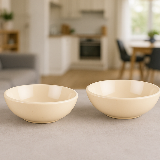 Premium White Ceramic Snack Bowl Set of 2 BlackCarrot