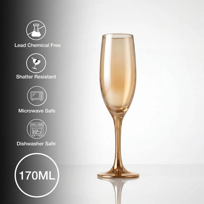 Black Carrot Golden Champagne Glass Set of 6 (170ml)
