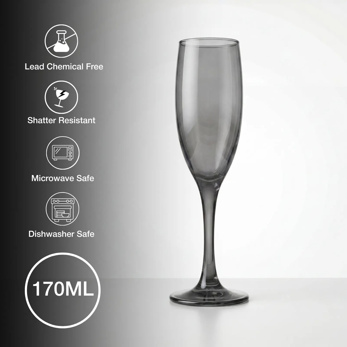 Black Carrot Black Champagne Glass Set of 6 (170ml)