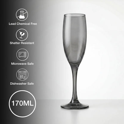 Black Carrot Black Champagne Glass Set of 6 (170ml)