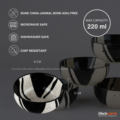 BlackCarrot Ceramic Dinner Set, Splash Set of 12 Pieces | Stoneware Series | Crockery Set for Dining Table | Dining Sets Crockery Items | Glossy Finish | Premium Ceramic (Black & White) Dinner Set BlackCarrot