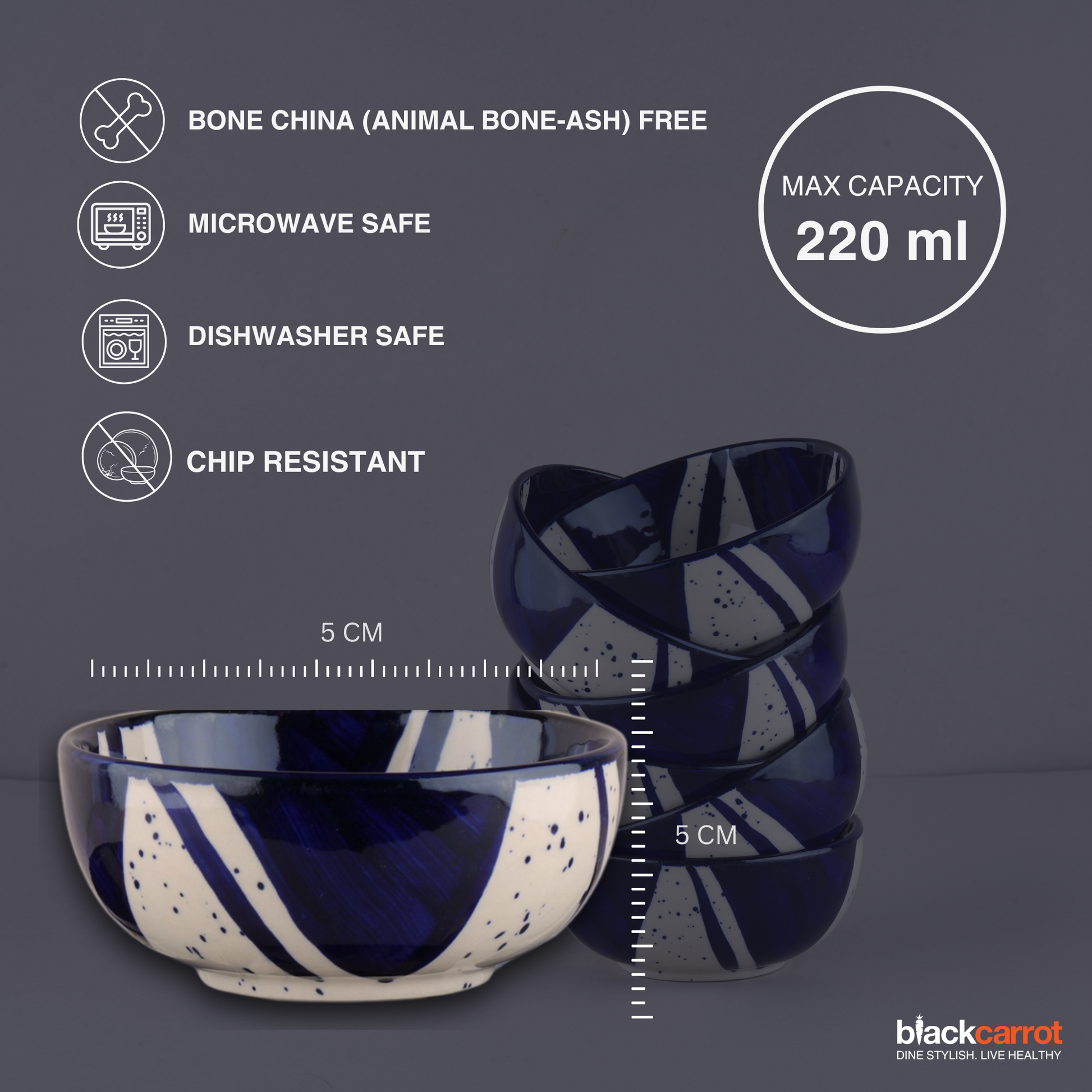 BlackCarrot Ceramic Dinner Set, Blue Splash Set of 12 Pieces | Stoneware Series | Crockery Set for Dining Table | Dining Sets Crockery Items | Glossy Finish | Premium Ceramic (Blue & White) Dinner Set BlackCarrot