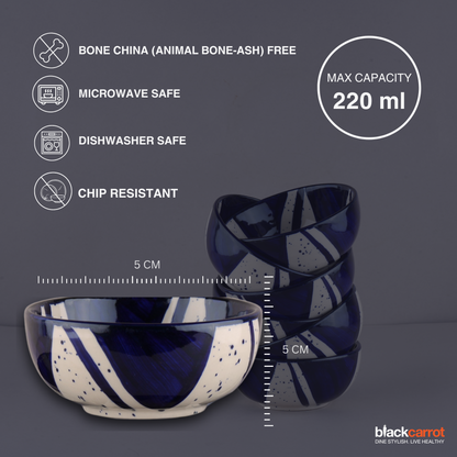 BlackCarrot Ceramic Dinner Set, Blue Splash Set of 12 Pieces | Stoneware Series | Crockery Set for Dining Table | Dining Sets Crockery Items | Glossy Finish | Premium Ceramic (Blue & White) Dinner Set BlackCarrot