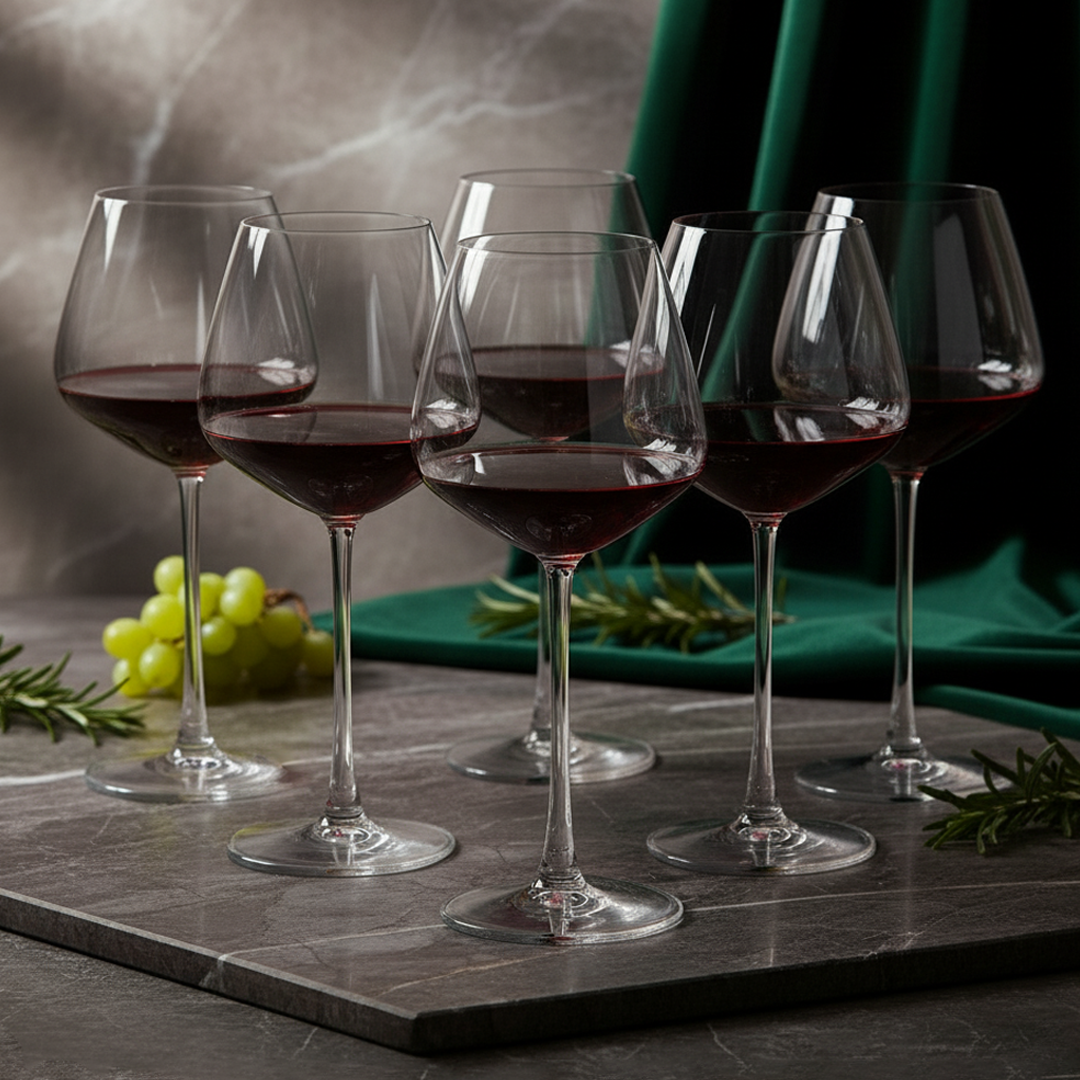 Lead Free Transparent Wine Glass Set of 6 460ml BlackCarrot