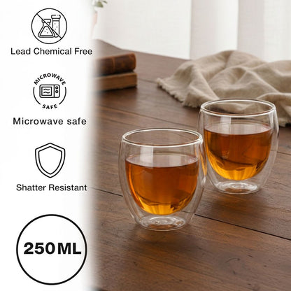 BlackCarrot Premium Double Wall Glass 300 ml, Pack of 2
