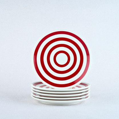 BlackCarrot's Porcelain Premium Red Quarter Plates (Set of 6) BlackCarrot