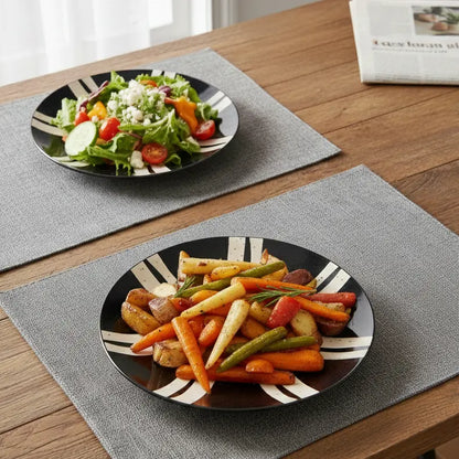 Black Carrot  12 Piece Black and White Ceramic Dinner Set BlackCarrot