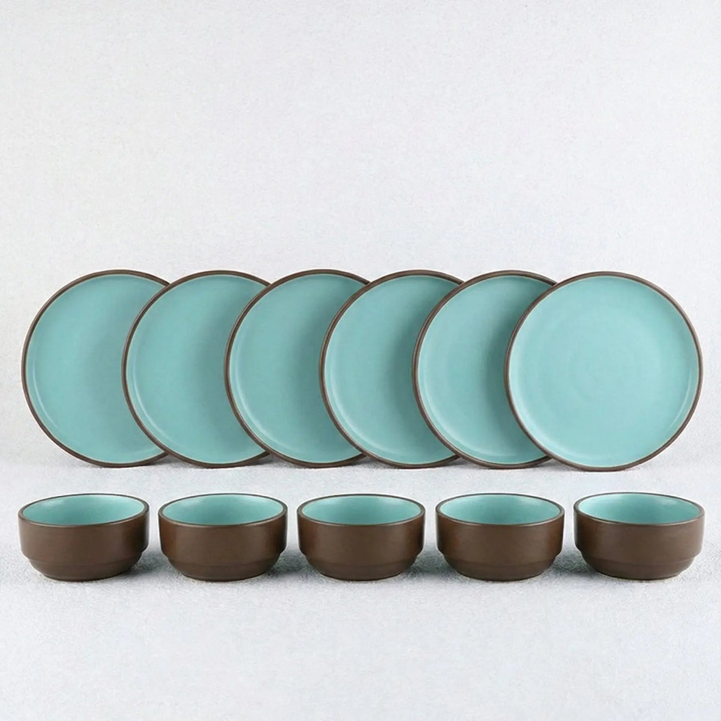 Black Carrot 12 Piece Brown and Blue Crockery Set BlackCarrot