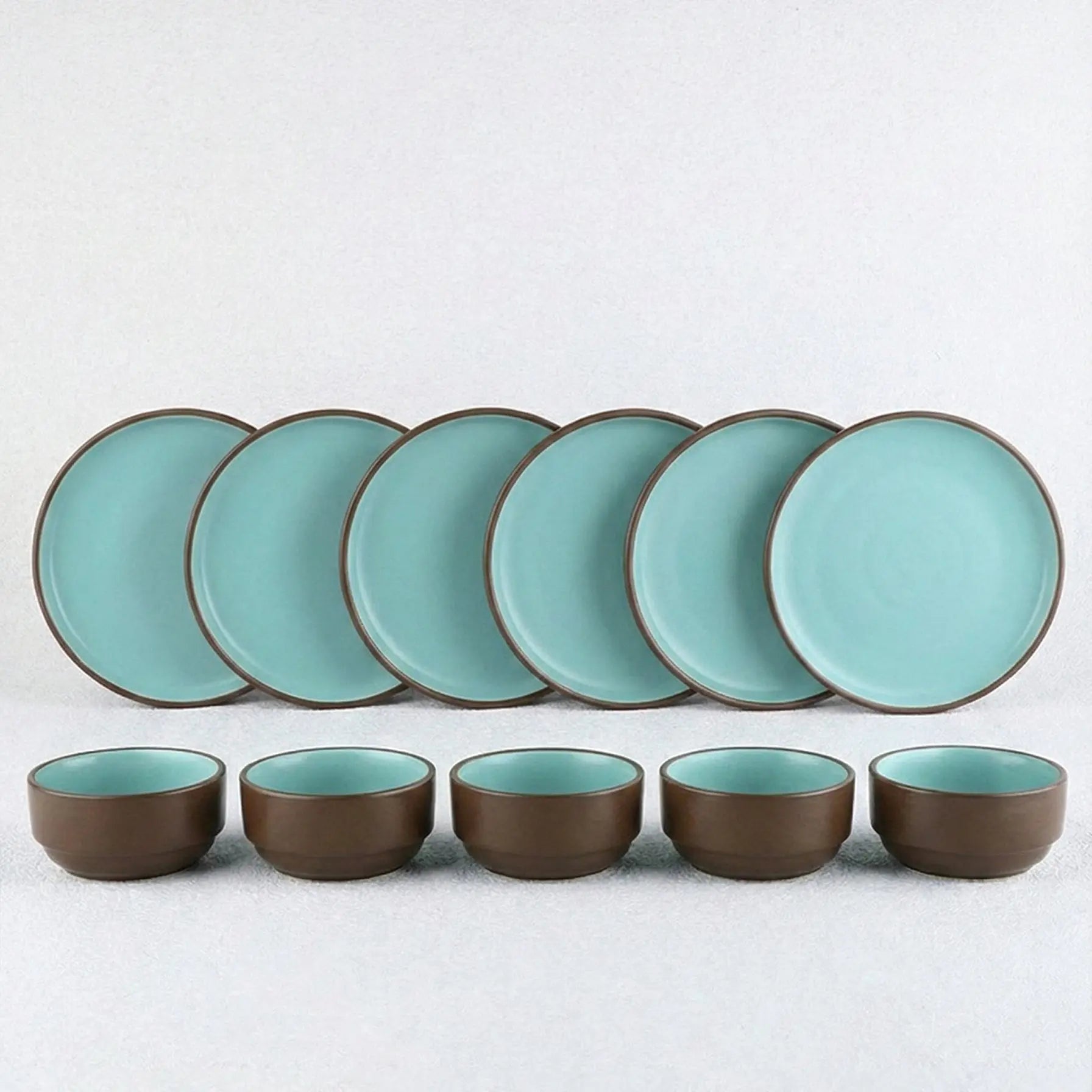 Black Carrot 12 Piece Brown and Blue Crockery Set BlackCarrot