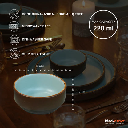 Black Carrot 12 Piece Brown and Blue Crockery Set BlackCarrot