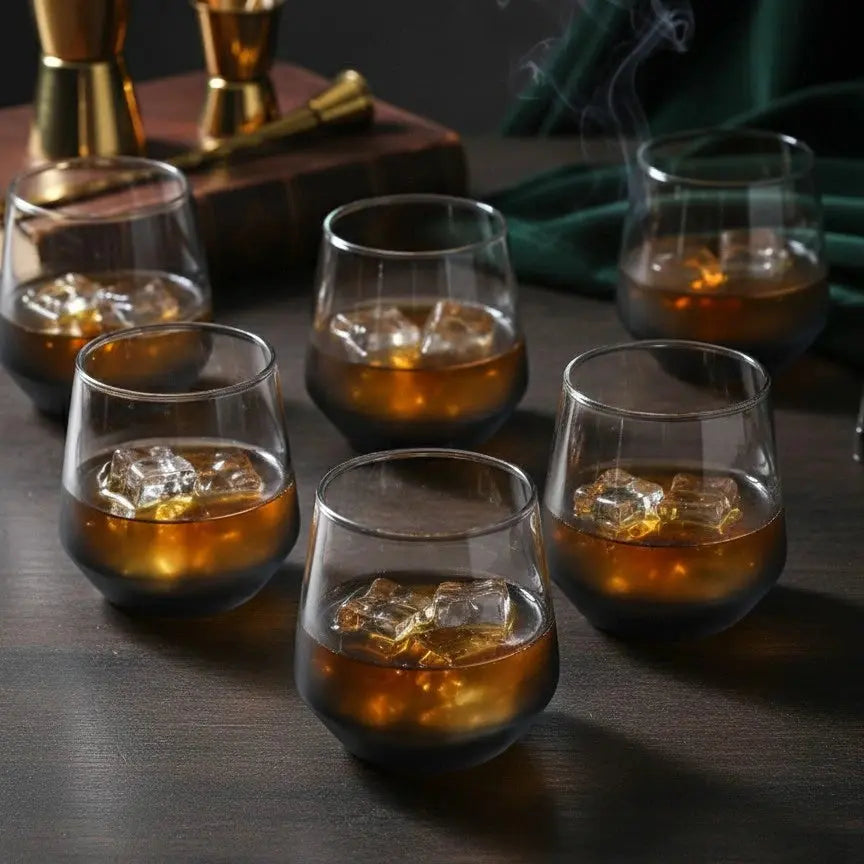 Black Carrot 270 ml Lead Free Black Whiskey Glass Set 6 BlackCarrot