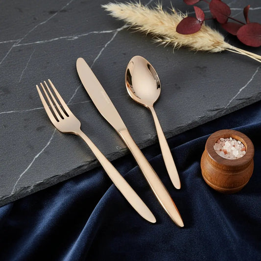 Black Carrot 304 Food Grade Stainless  Steel Rose Gold Cutlery Set of 3 BlackCarrot