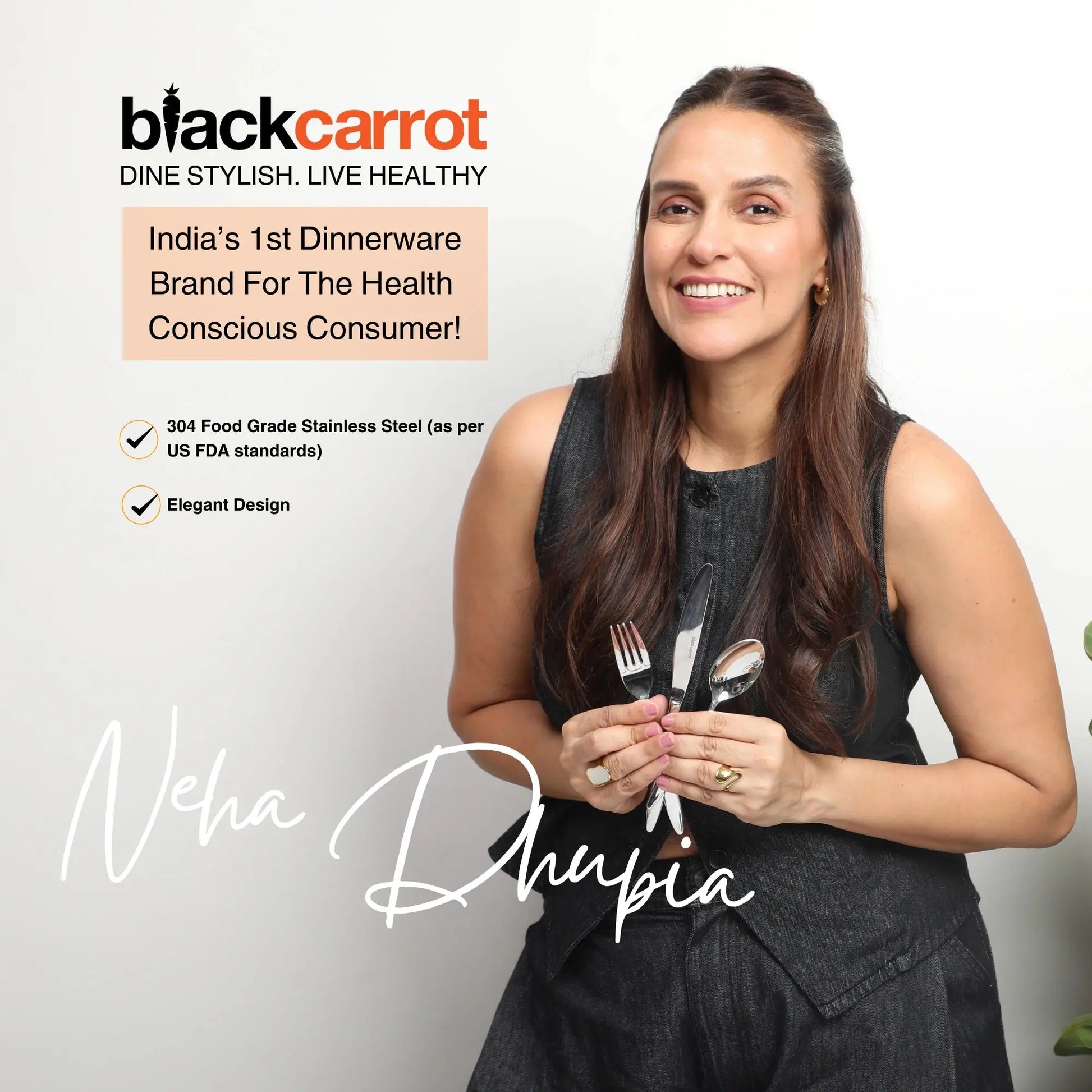 Black Carrot 304 Food Grade Stainless  Steel Rose Gold Cutlery Set of 3 BlackCarrot