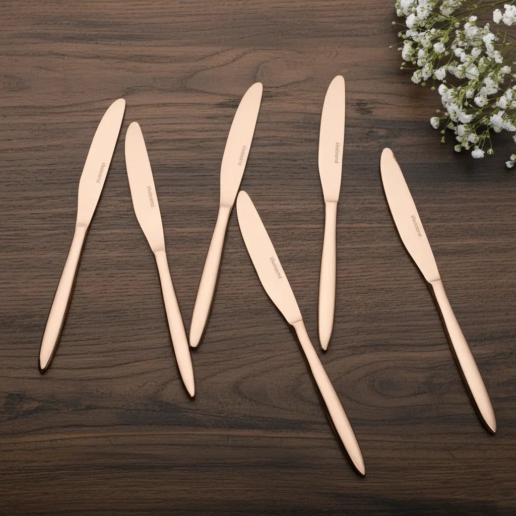 Black Carrot 304 Food Grade Stainless Steel Rose Gold Knife Set of 6 BlackCarrot