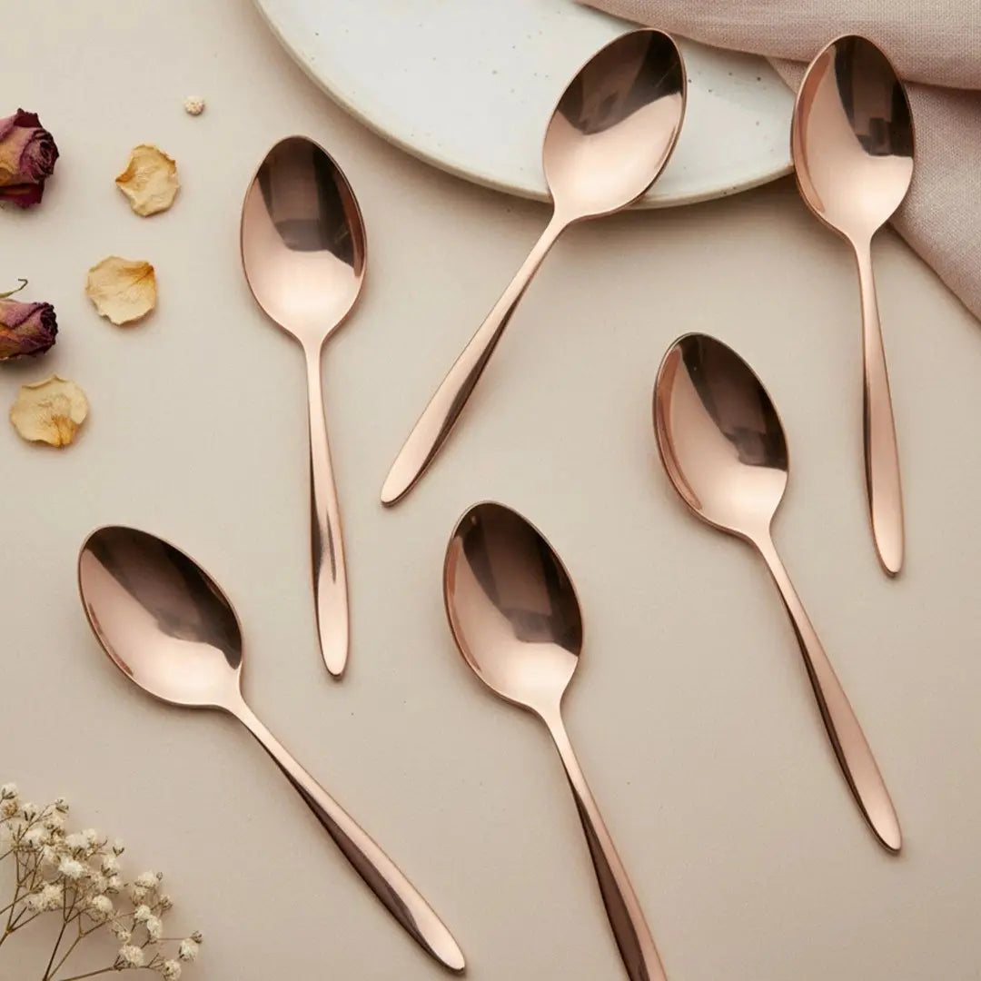 Black Carrot 304 Food Grade Stainless Steel Rose Gold Spoon Set of 6 BlackCarrot