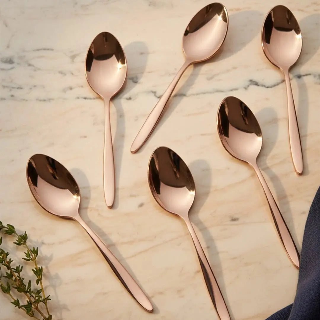 Black Carrot 304 Food Grade Stainless Steel Rose Gold Spoon Set of 6 BlackCarrot