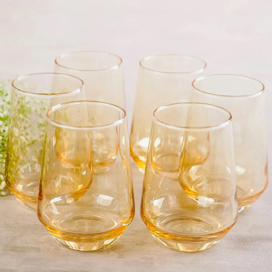 Black Carrot 390 ml Lead Free Golden Water Glass Set BlackCarrot