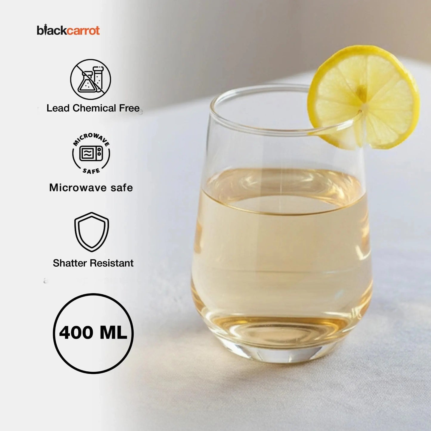 Black Carrot 390 ml Lead Free Golden Water Glass Set BlackCarrot