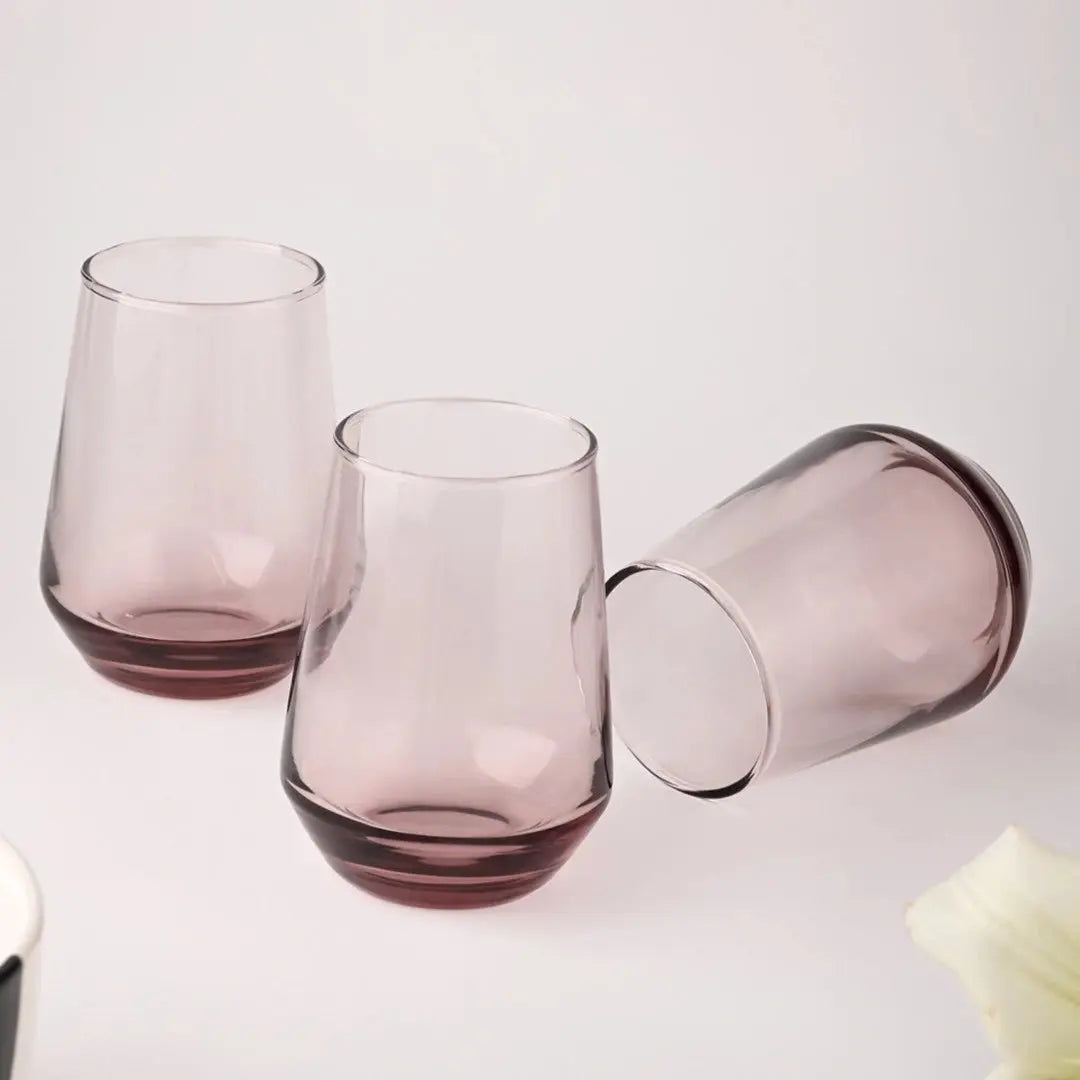Black Carrot 390 ml Lead Free Pink Water Glass Set of 6 BlackCarrot