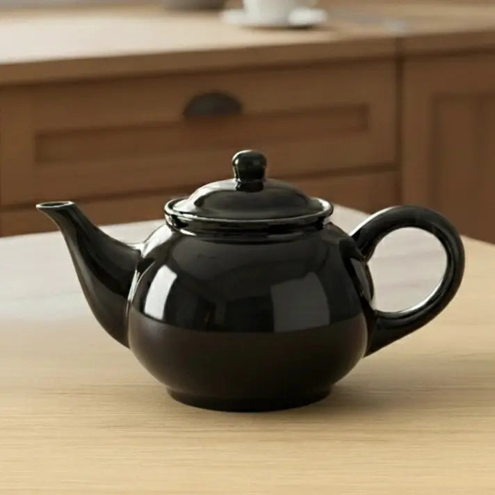 Black Carrot Black Ceramic Teapot 600ml Glossy Finish BlackCarrot