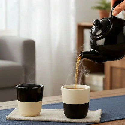 Black Carrot Black Ceramic Teapot 600ml Glossy Finish BlackCarrot