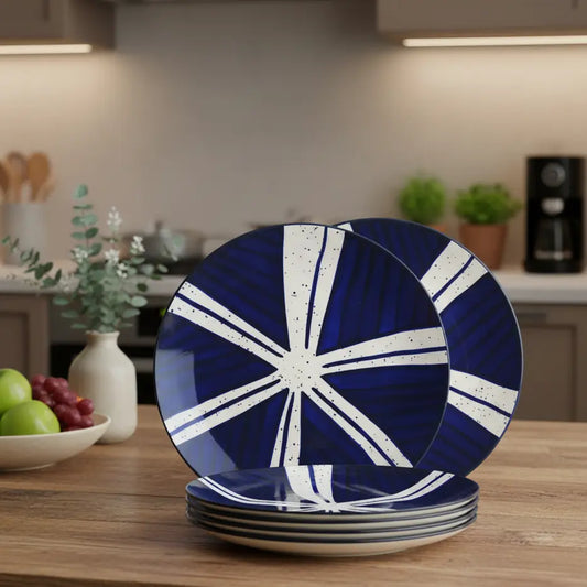 Black Carrot Blue Splash Ceramic Dinner Plates Set of 6 BlackCarrot