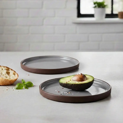 Black Carrot Brown Dinner Plates Set of 6, Bone China Free Stoneware BlackCarrot