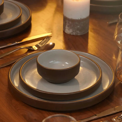 Black Carrot Brown Katori Bowls Set of 6, Bone China Free Stoneware BlackCarrot