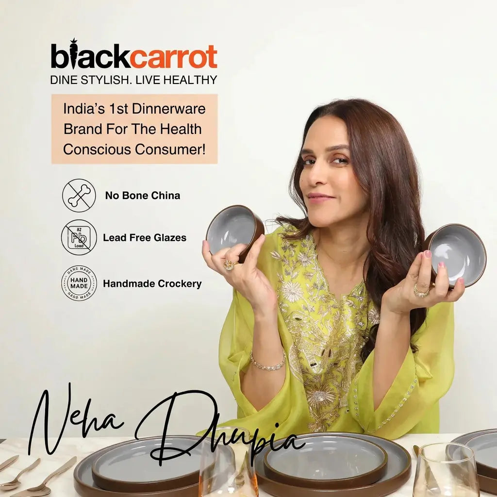 Black Carrot Brown Katori Bowls Set of 6, Bone China Free Stoneware BlackCarrot