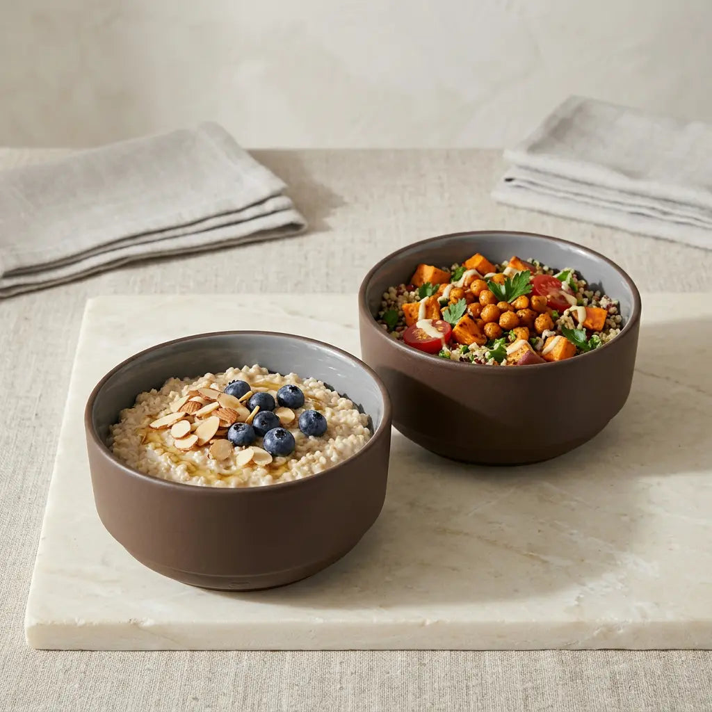 Black Carrot Brown Snack Bowls Set of 2, Bone China Free Stoneware BlackCarrot