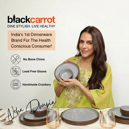 Black Carrot Brown Snack Bowls Set of 2, Bone China Free Stoneware BlackCarrot