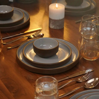 Black Carrot Brown Stoneware Dinner Set 20 Pieces, Bone China Free Ceramic BlackCarrot