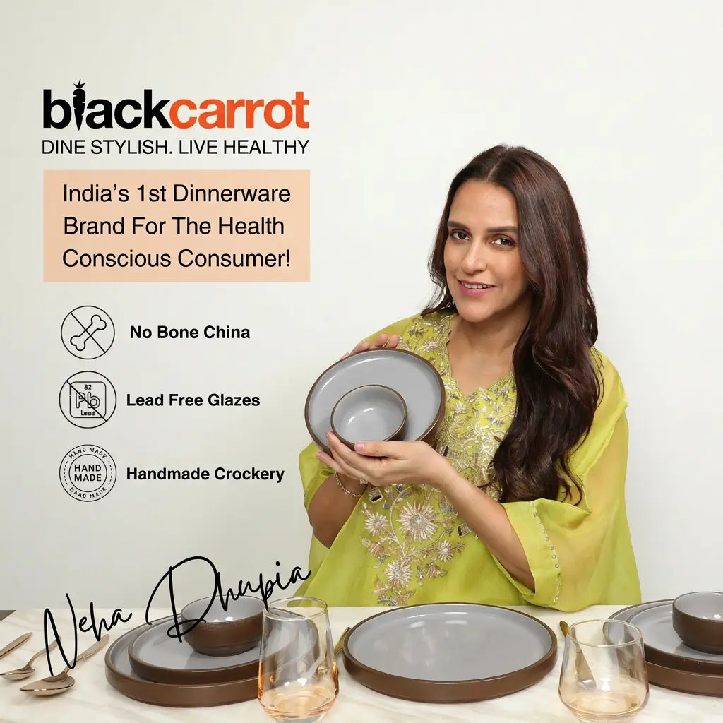 Black Carrot Brown Stoneware Dinner Set 20 Pieces, Bone China Free Ceramic BlackCarrot