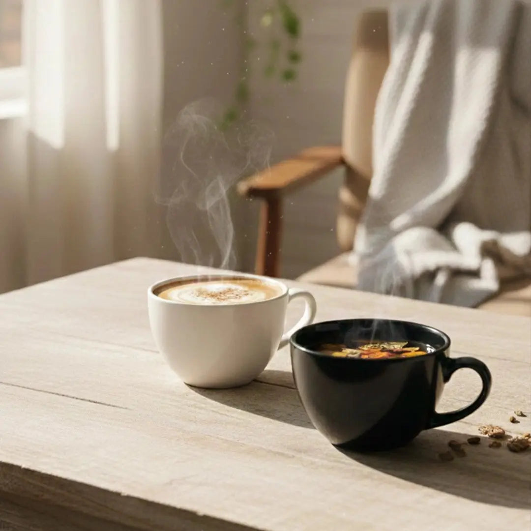 Black Carrot Ceramic Coffee Mugs, Set of 2, Black & White, 300ml BlackCarrot