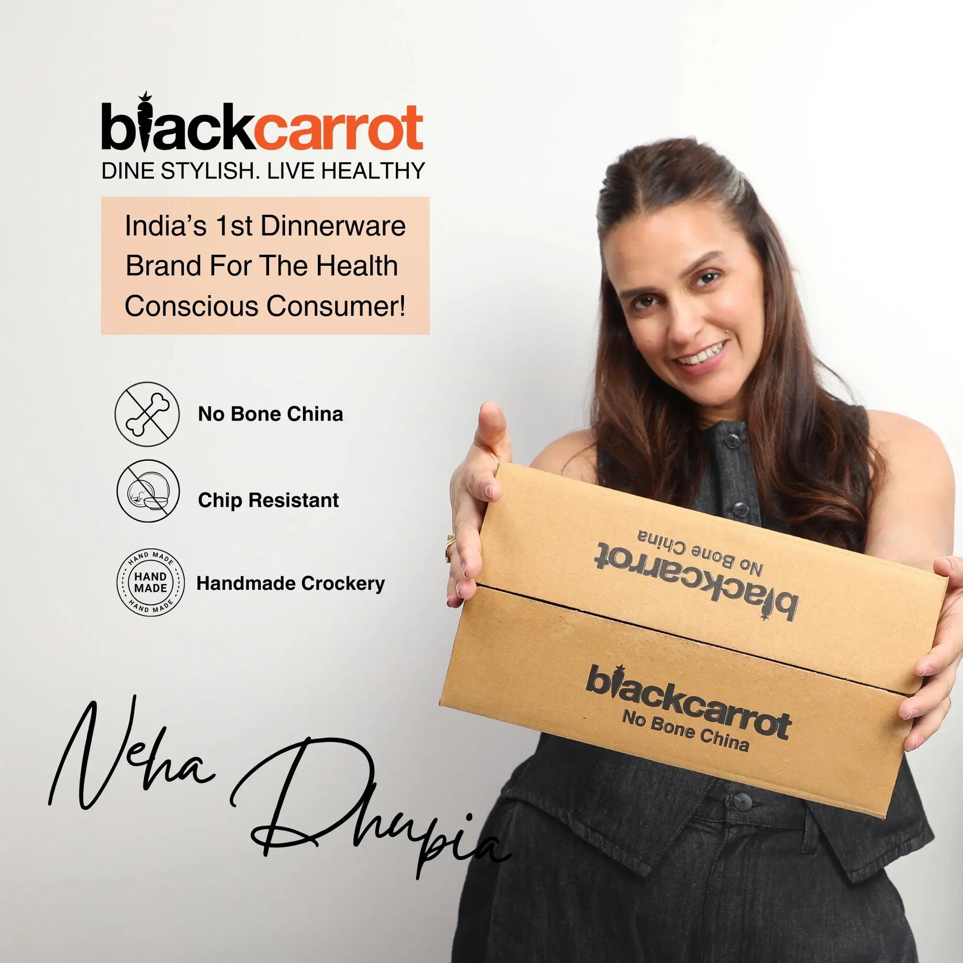 Black Carrot Ceramic Coffee Mugs, Set of 2, Black & White, 300ml BlackCarrot