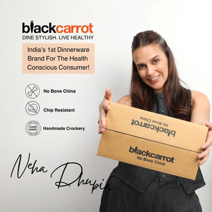 Black Carrot Ceramic Coffee Mugs, Set of 2, Black & White, 300ml BlackCarrot