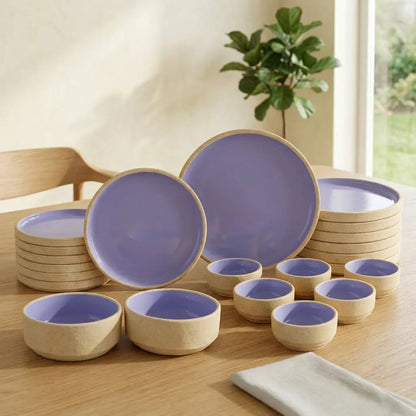 Black Carrot Ceramic Dinner Set 20 Pieces, Bone China Free Stoneware, Lavendar BlackCarrot