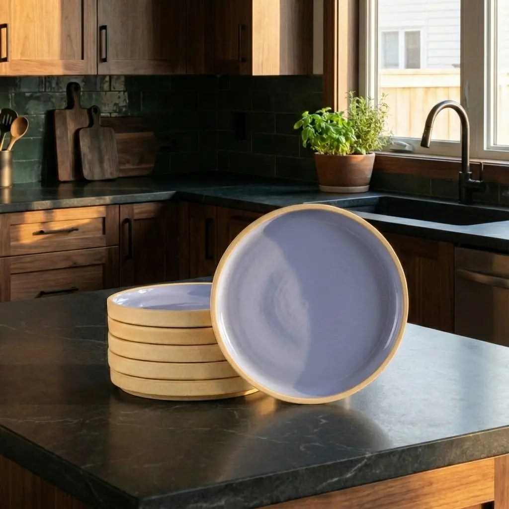 Black Carrot Ceramic Quarter Plates Set of 6, Bone China Free Stoneware BlackCarrot