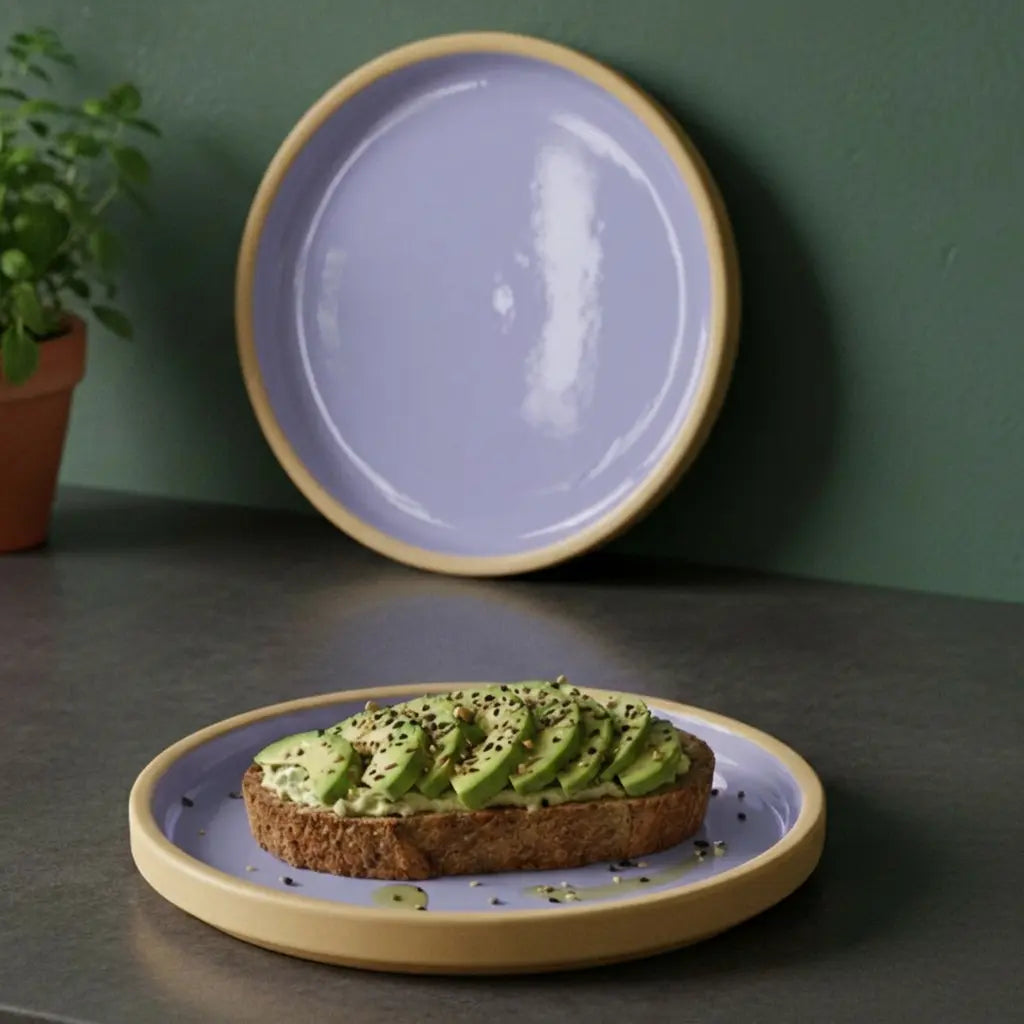 Black Carrot Ceramic Quarter Plates Set of 6, Bone China Free Stoneware BlackCarrot