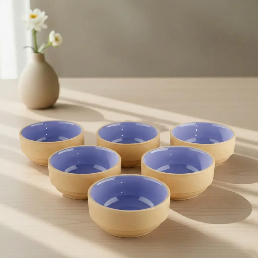 Black Carrot Dip Bowls Set of 6, Bone China Free Stoneware, Lavendar BlackCarrot