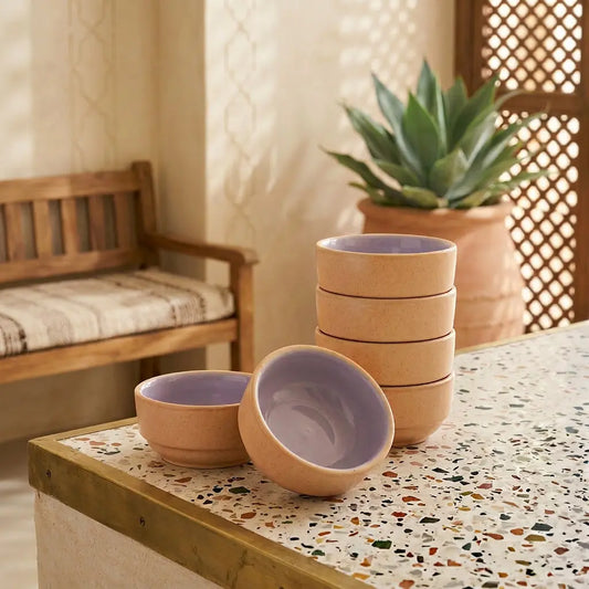 Black Carrot Dip Bowls Set of 6, Bone China Free Stoneware, Lavendar BlackCarrot