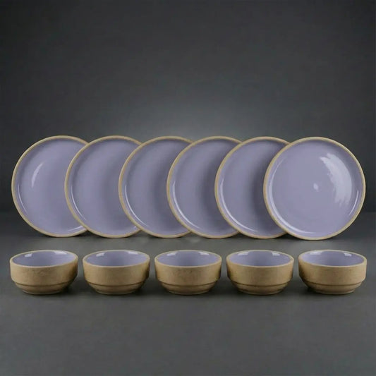 Black Carrot Lavendar Dinner Set 12 Pieces, Bone China Free Ceramic BlackCarrot