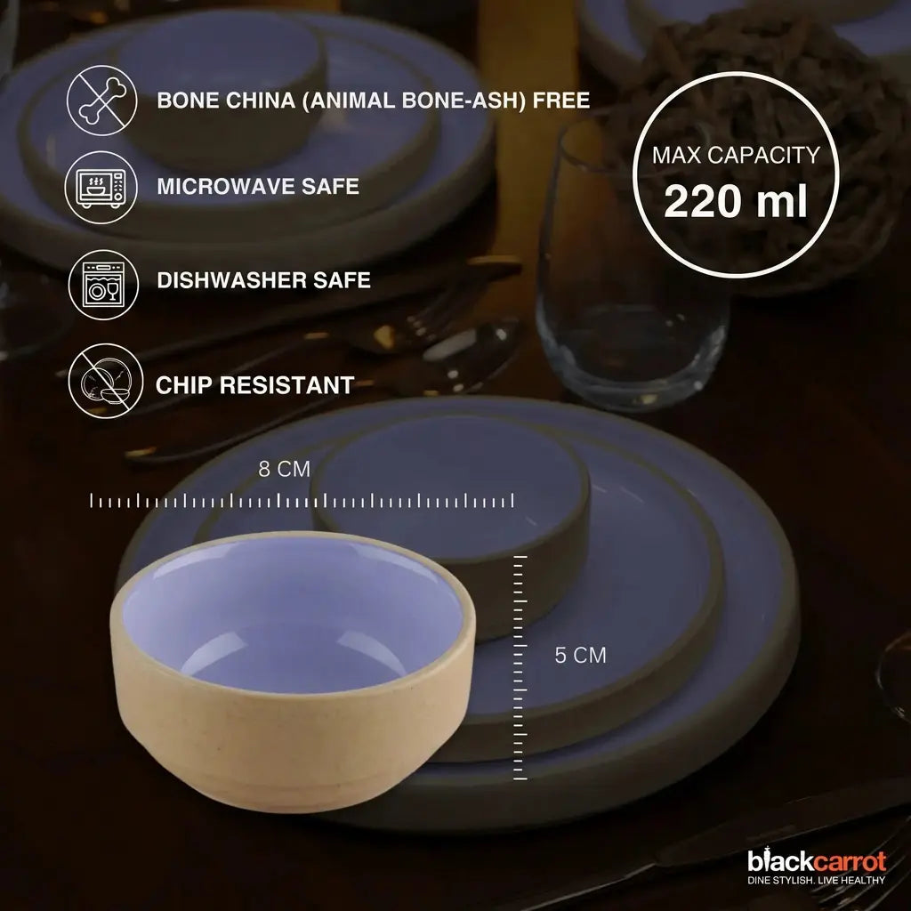 Black Carrot Lavendar Dinner Set 12 Pieces, Bone China Free Ceramic BlackCarrot