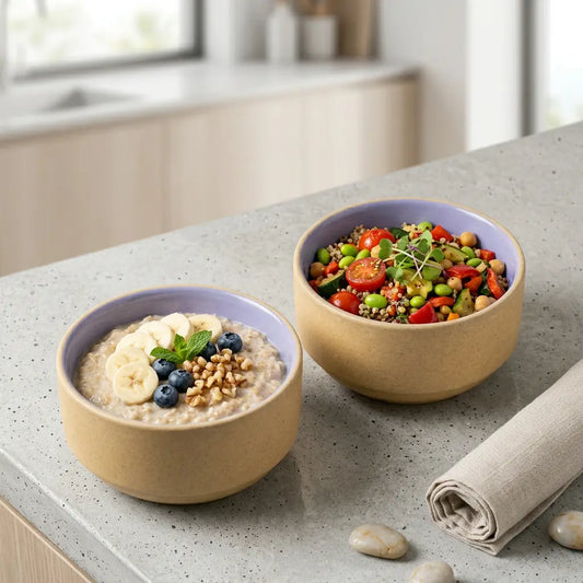 Black Carrot Lavendar Snack Bowls Set of 2, Bone China Free Stoneware BlackCarrot