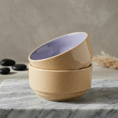 Black Carrot Lavendar Snack Bowls Set of 2, Bone China Free Stoneware BlackCarrot