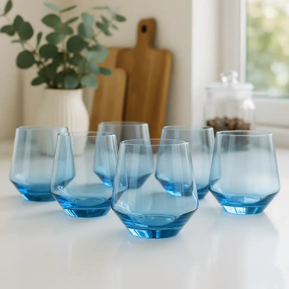 Black Carrot Lead Free Blue Cocktail Glass Set of 6 270ml BlackCarrot