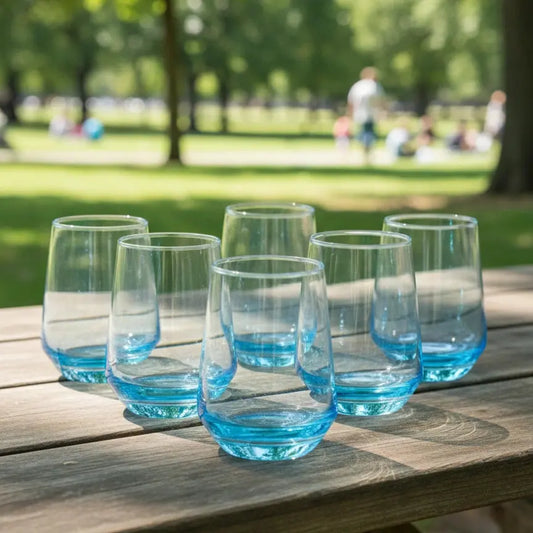 Black Carrot Lead Free Blue Water Glass Set of 6 390ml BlackCarrot